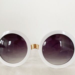 NWOT- White Oversized Round Sunglasses